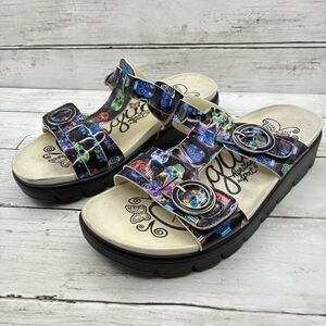 Alegria Vita Womens Slide Sandals Size 38 US 7.5 Sugar Skulls Calavera Platform